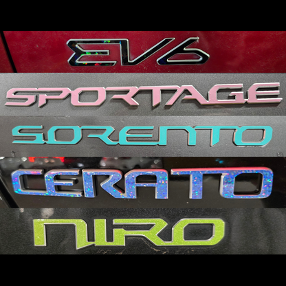 Model Badge Overlay Decal | Fits Various Kia Vehicle Badges