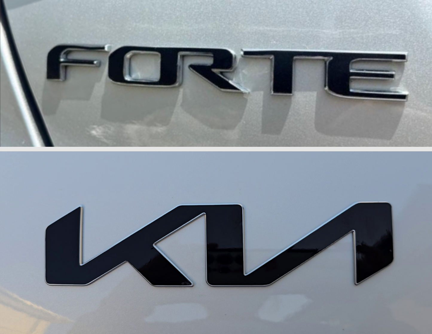 Badge Decal Overlay Set | Fits Kia Forte Sedan MY22-24 | Front + Rear + Forte + Steering Wheel + GT (Optional)
