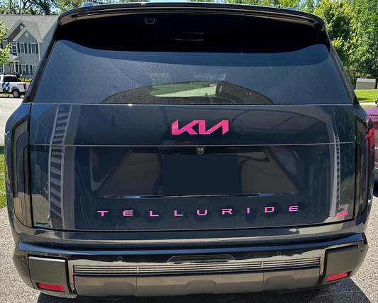 Badge Decal Overlay Set | Fits Kia Telluride MY27 | Front + Rear + Telluride + Steering Wheel + X-Line/HEV (Optional)