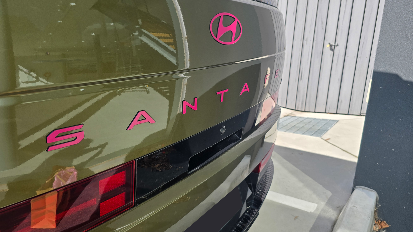 Badge Decal Overlay Set | Fits Hyundai Santa Fe MY25-26 | Front + Rear + Santa Fe + Hybrid (Optional)