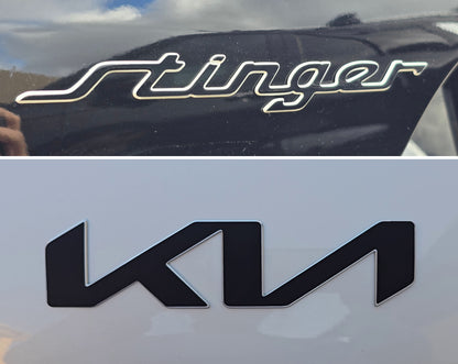 Badge Decal Overlay Set | Fits Kia Stinger MY22-23 | Front + Rear + Stinger + Steering Wheel + GT (Optional)