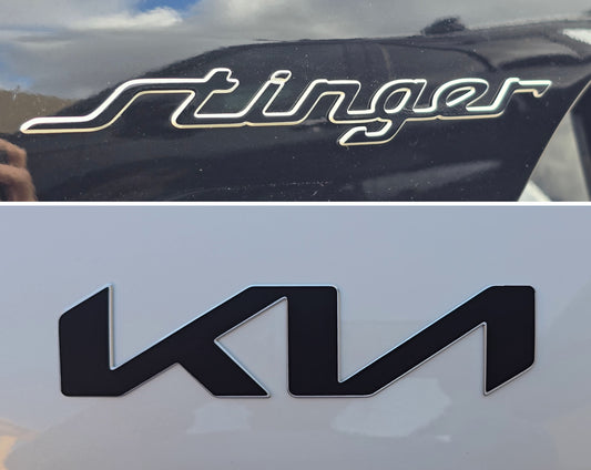 Badge Decal Overlay Set | Fits Kia Stinger MY22-23 | Front + Rear + Stinger + Steering Wheel + GT (Optional)